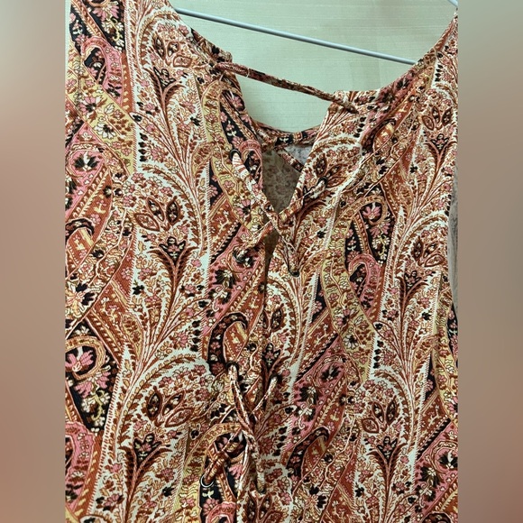 ⚫️ BOGO American Eagle Outfitters Paisley Tank Top - Orange and Cream Lrg - Picture 4 of 6